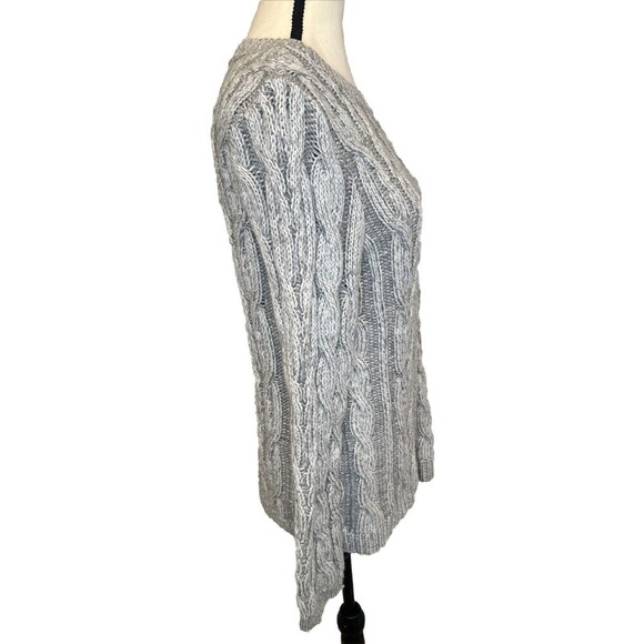 J. Jill Wearever Collection Marled GRAY WHITE Chunky Cable Knit Sweater Sz S - Picture 5 of 10